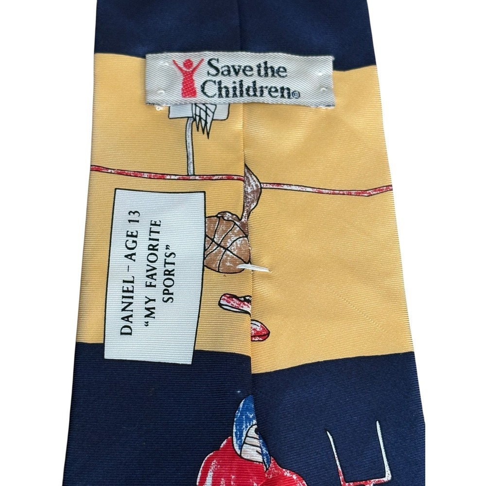 Save‎ the Children Silk Tie Sports Theme Hockey Baseball Basketball Football - Picture 3 of 5